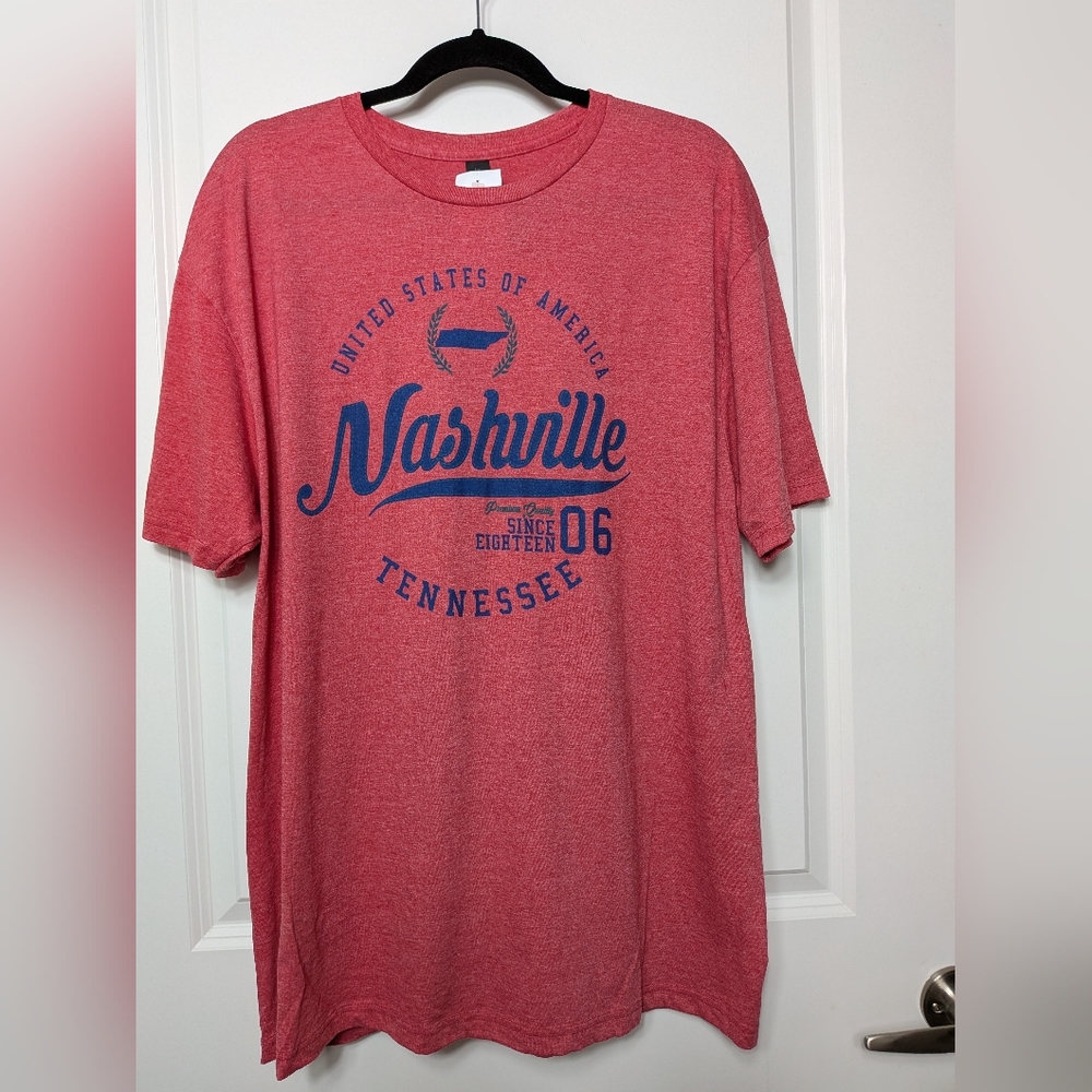 Gildan Softstyle Graphic T Shirt Nashville, Tennessee Heather Red, Size XL